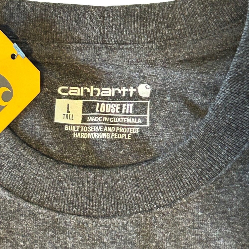Carhartt Mens L Tall Loose Fit Heavyweight Short Sleeve Pocket T Shirt Dark Gray - Picture 3 of 10
